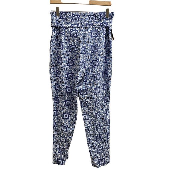 Rachel Roy Womens Tile-Print Casual Trouser Pants, Blue, tie on waist sz 4 NEW - Picture 4 of 7